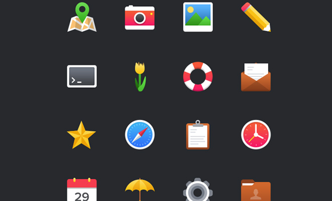 free colorful bright icons freebie