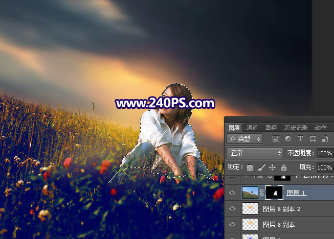 Photoshop照片處理草坡上的人物加上晨曦結果,PS教程,68ps聯盟