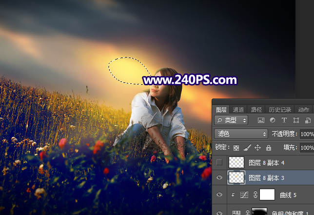 Photoshop照片處理草坡上的人物加上晨曦結(jié)果,PS教程,68ps聯(lián)盟