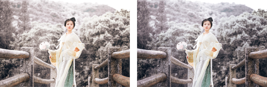 Photoshop調(diào)出外景人像冬季冷色雪景結(jié)果,破洛洛